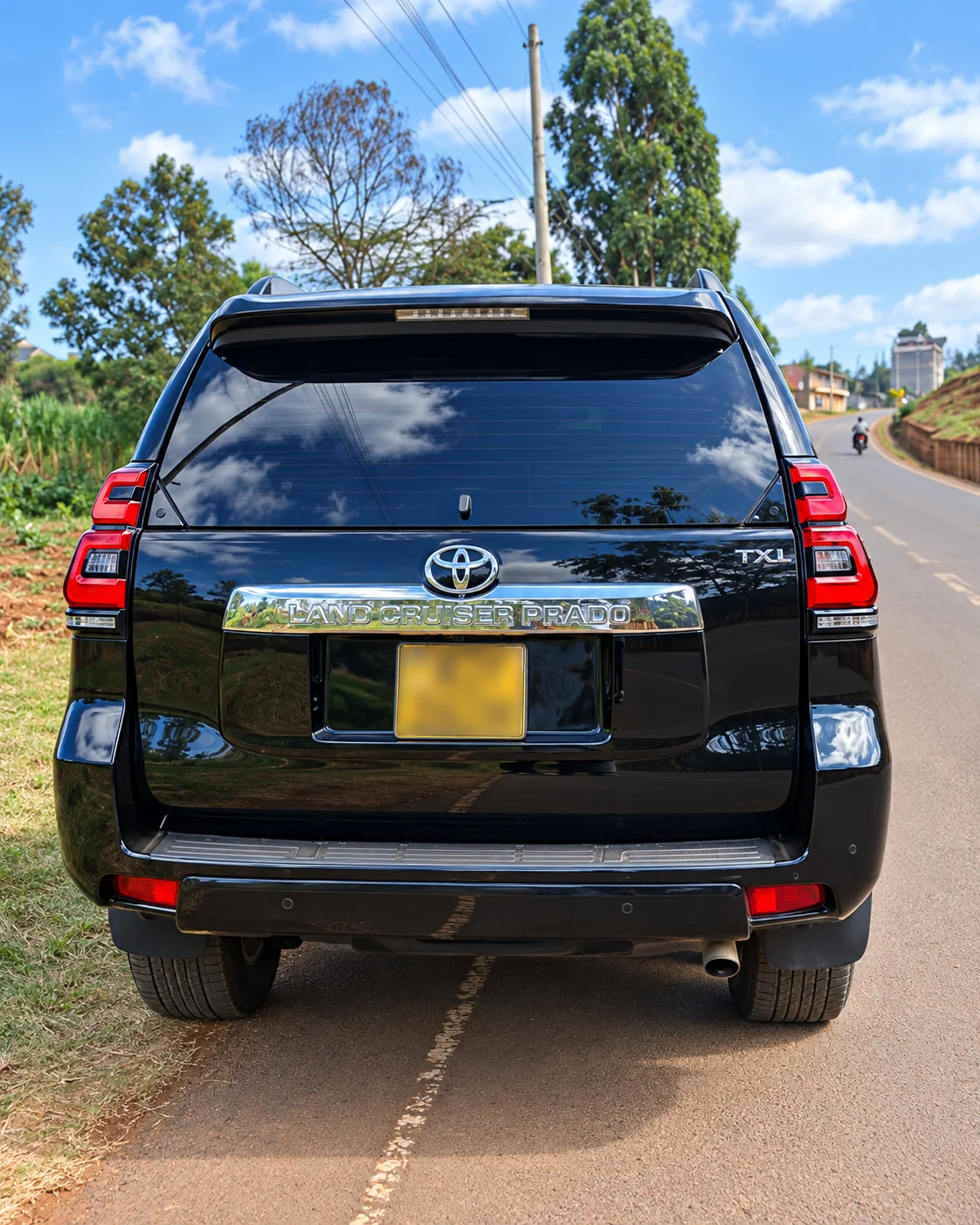 Rear detail of black Toyota Land Cruiser Prado
